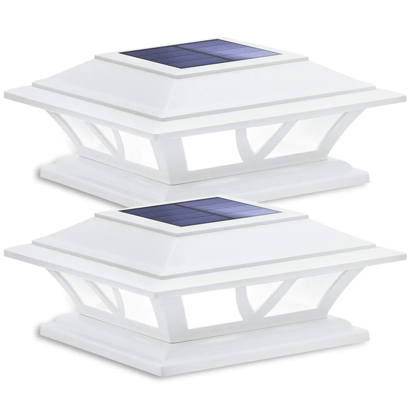 Siedinlar Waterproof Solar Post Cap Lights with Dual Mode Warm/Cool White LED, Suitable for 4x4, 5x5, and 6x6 Wood/Vinyl Posts for Fence, Deck, Railing, Patio, and Backyard Decor, Black/White (2-Pack)