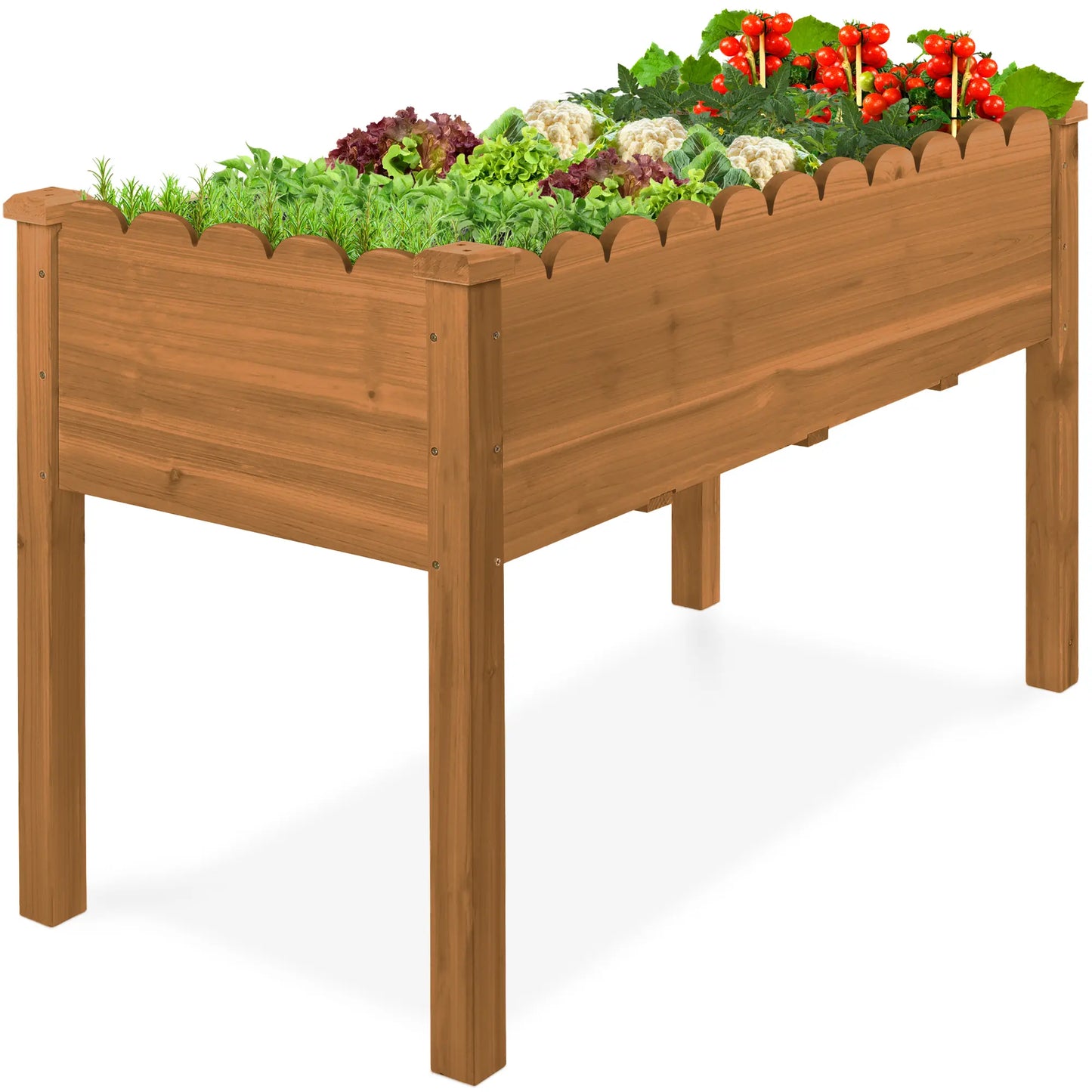 48" x 24" x 30" Elevated Wooden Garden Bed with Foot Caps and Liner by Best Choice Products