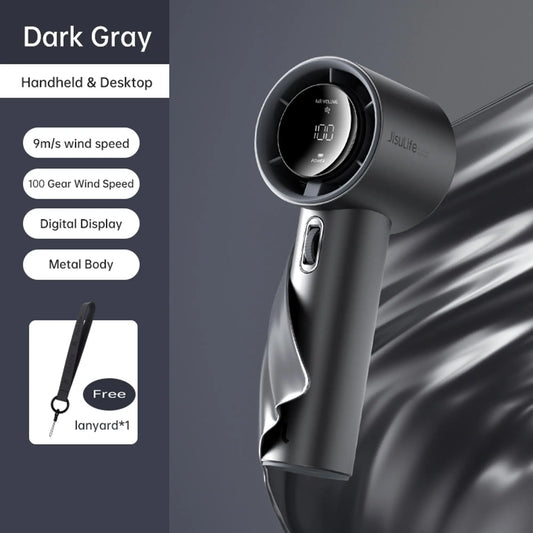 JISULIFE Pro1S Handheld Fan - 5000mAh Rechargeable, Metal Construction, Digital Display, Turbo 9 M/S Airflow, 3-15 Hours Cooling, USB Fast Charging for Travel and Outdoor Use