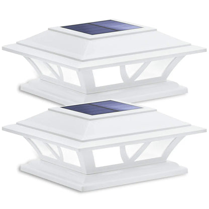 Siedinlar Waterproof Solar Post Cap Lights with Dual Mode Warm/Cool White LED, Suitable for 4x4, 5x5, and 6x6 Wood/Vinyl Posts for Fence, Deck, Railing, Patio, and Backyard Decor, Black/White (2-Pack)