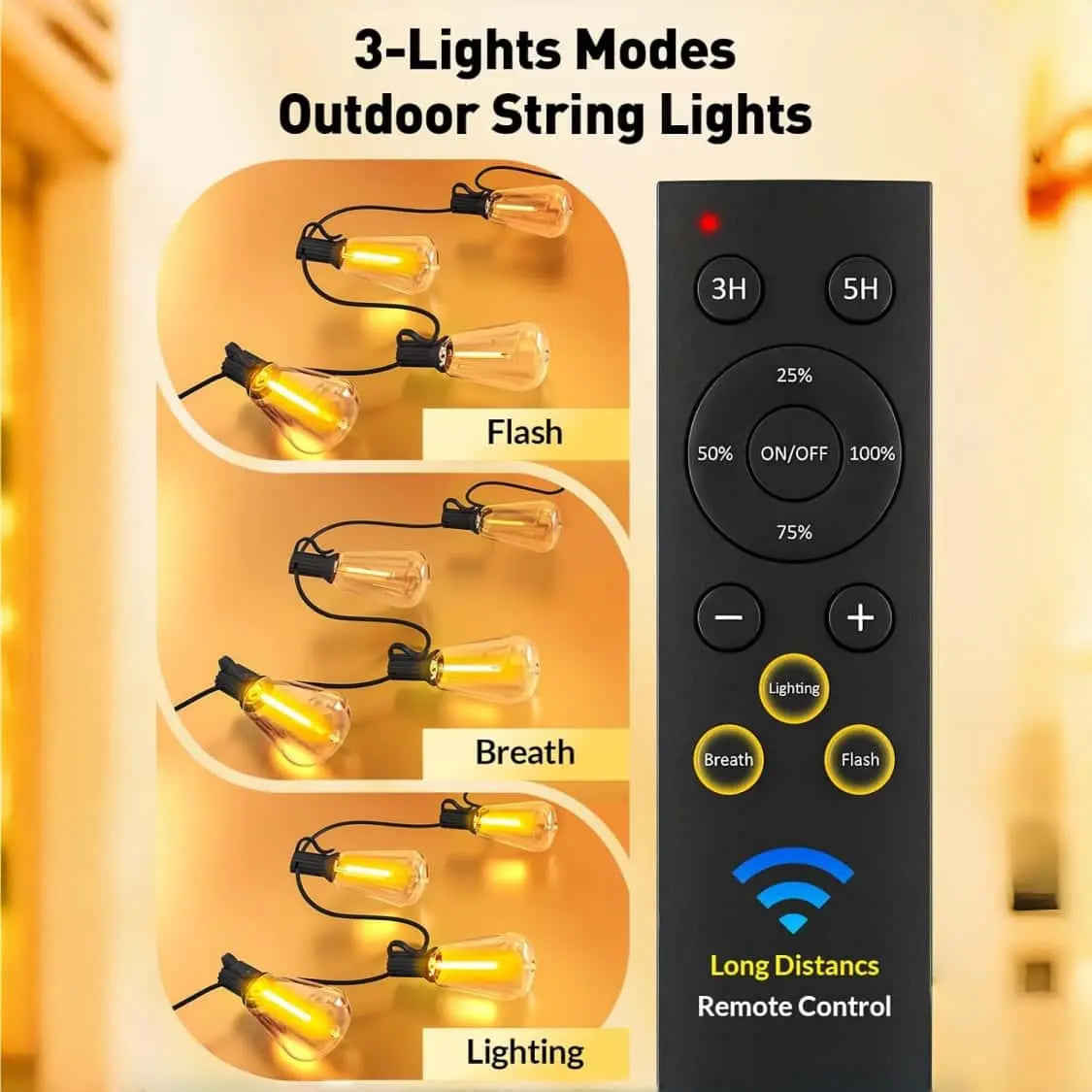Solar-Powered Outdoor LED String Lights with Remote Control - Available in 30m and 10m Lengths, Featuring Dimmable ST38 Bulbs, IP65 Waterproof Rating, Energy-Efficient, and Shatter-Resistant Design
