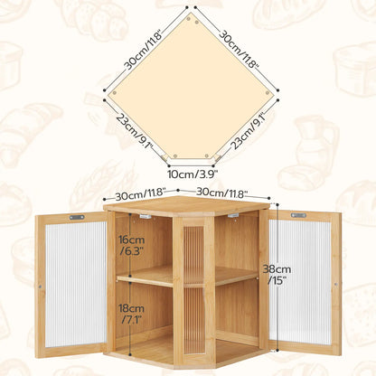 HOOBRO Large Capacity 2-Tier Bamboo Bread Box with Dual Rippled Acrylic Doors for Kitchen Countertop Storage