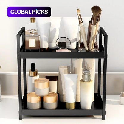 2-Tier Versatile Desktop Storage Rack for Cosmetics, Spices, and Beauty Supplies - Ideal Organizer Shelf for Kitchen, Bathroom, and Vanity