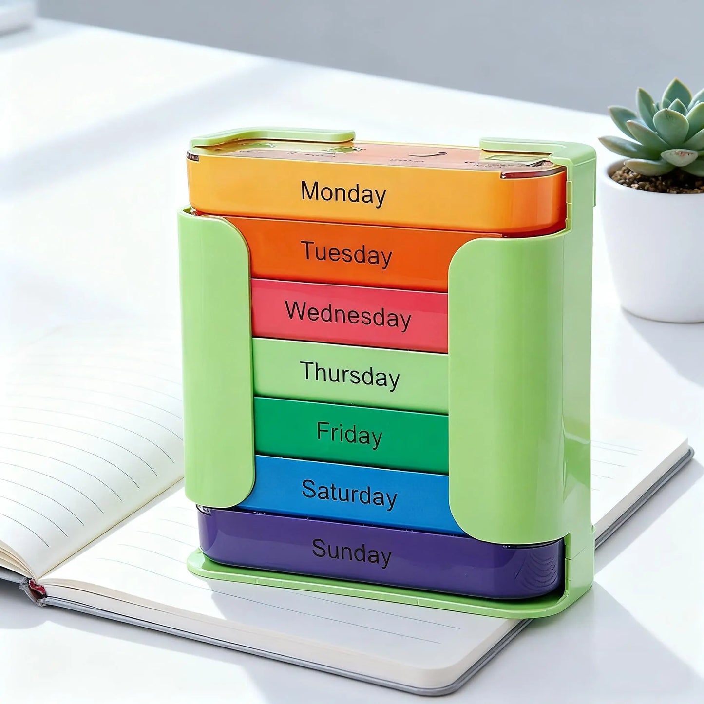 7-Day Pill Organizer with Large Capacity for Home, Office, and Travel - Multicolor Medication Storage Solution