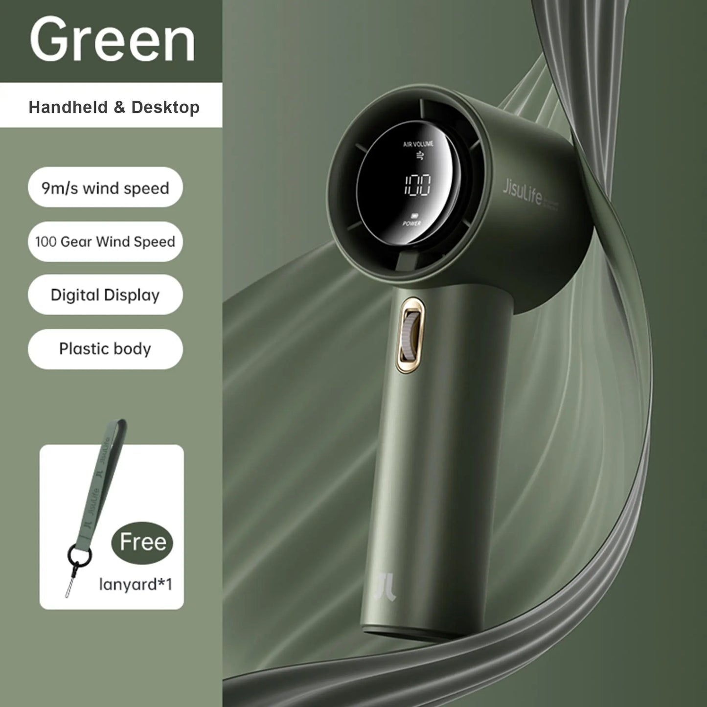 JISULIFE Pro1S Handheld Fan - 5000mAh Rechargeable, Metal Construction, Digital Display, Turbo 9 M/S Airflow, 3-15 Hours Cooling, USB Fast Charging for Travel and Outdoor Use