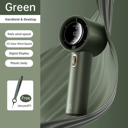 JISULIFE Pro1S Handheld Fan - 5000mAh Rechargeable, Metal Construction, Digital Display, Turbo 9 M/S Airflow, 3-15 Hours Cooling, USB Fast Charging for Travel and Outdoor Use