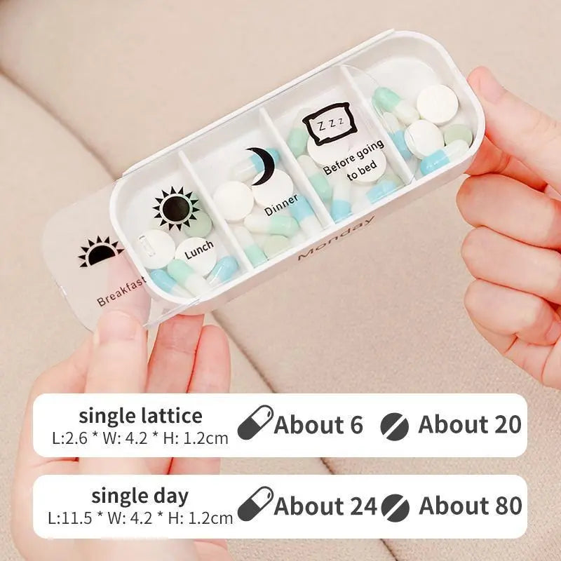 7-Day Pill Organizer with Large Capacity for Home, Office, and Travel - Multicolor Medication Storage Solution