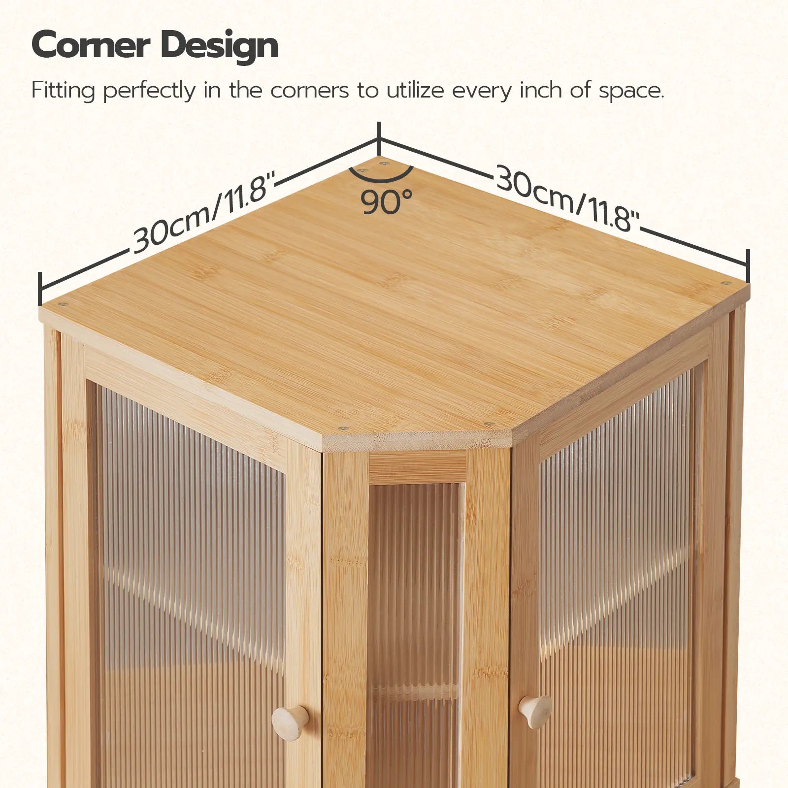 HOOBRO Large Capacity 2-Tier Bamboo Bread Box with Dual Rippled Acrylic Doors for Kitchen Countertop Storage