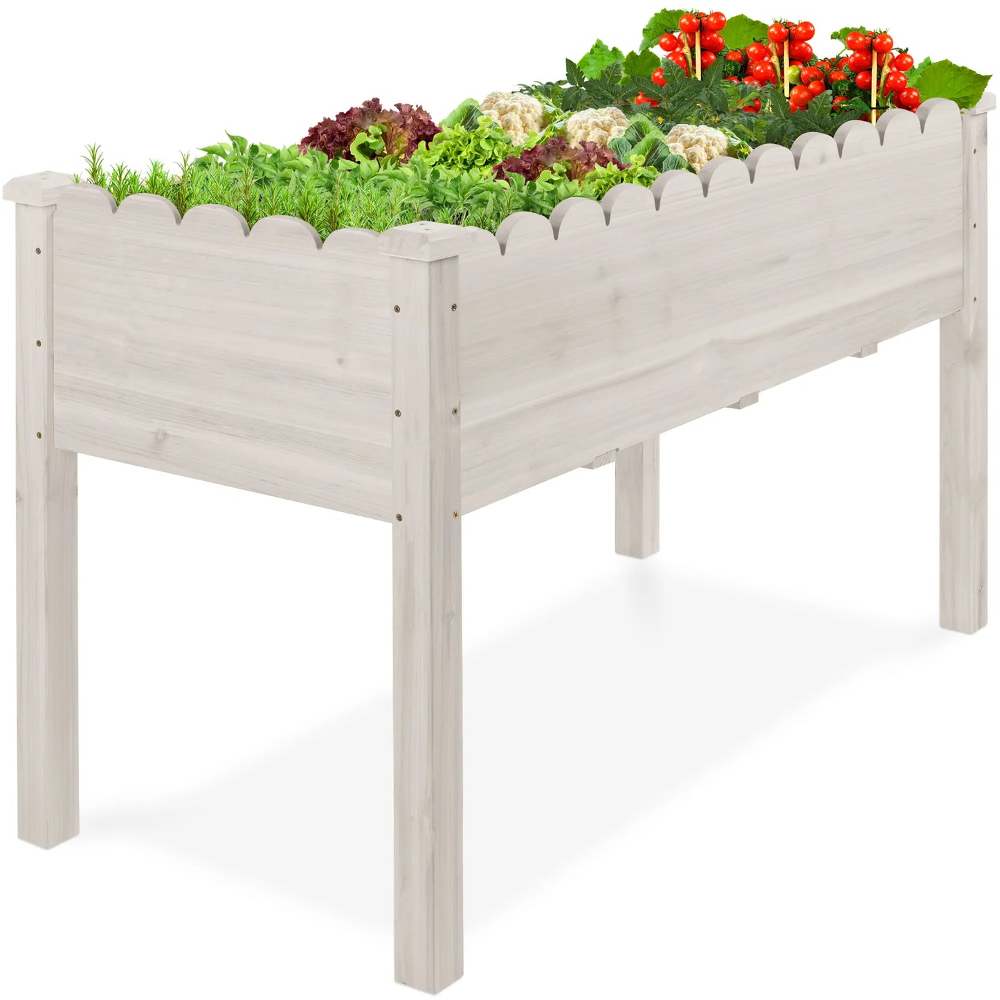48" x 24" x 30" Elevated Wooden Garden Bed with Foot Caps and Liner by Best Choice Products