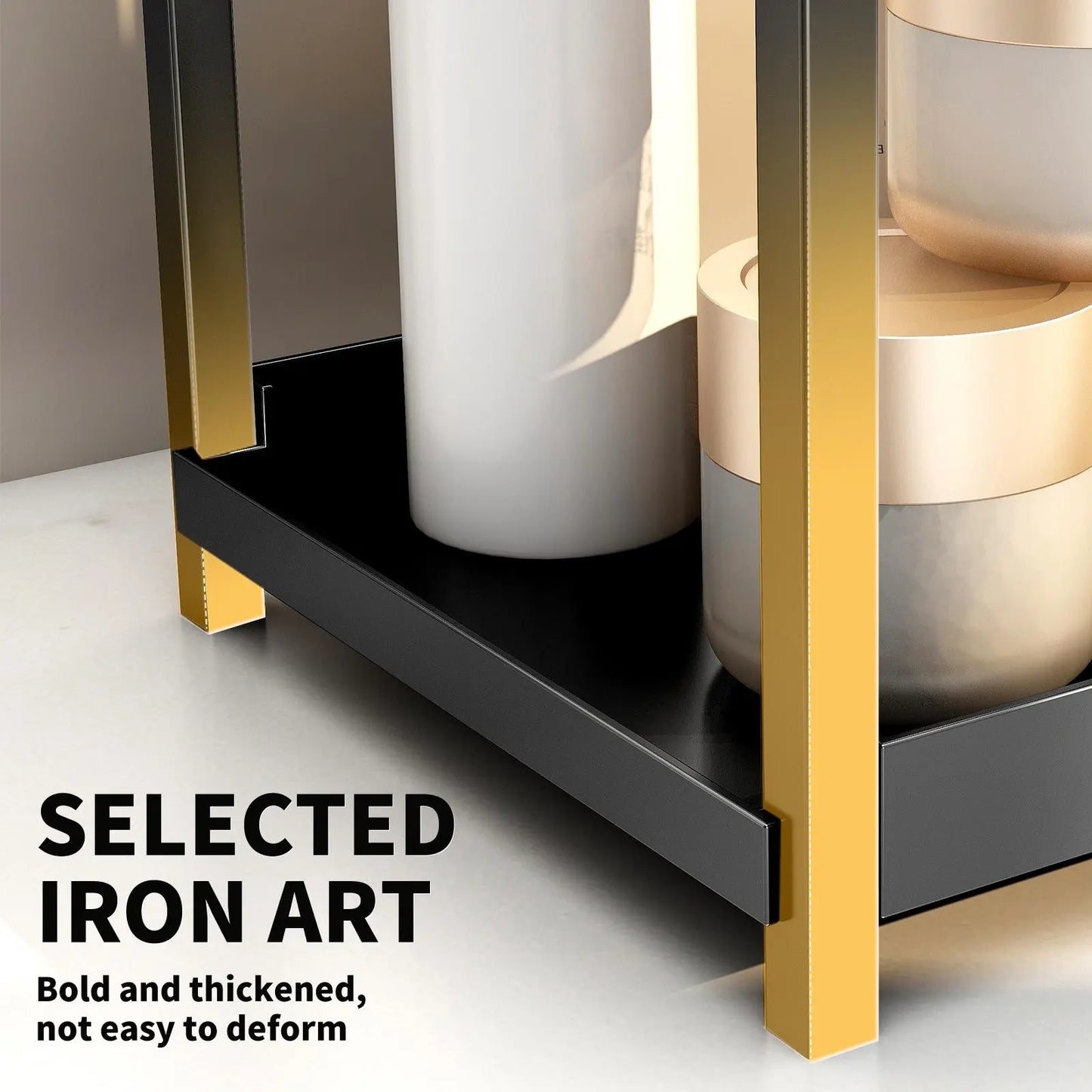 2-Tier Versatile Desktop Storage Rack for Cosmetics, Spices, and Beauty Supplies - Ideal Organizer Shelf for Kitchen, Bathroom, and Vanity