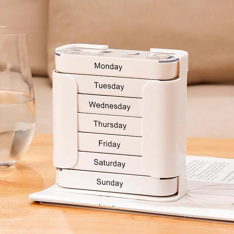 7-Day Pill Organizer with Large Capacity for Home, Office, and Travel - Multicolor Medication Storage Solution