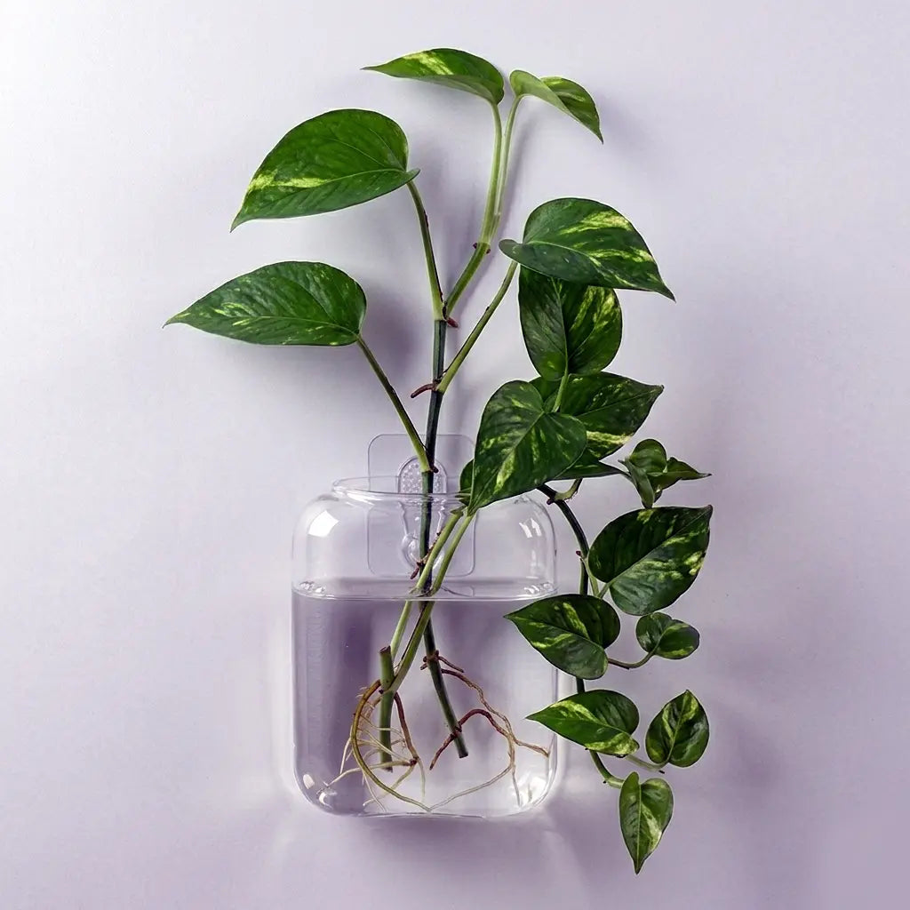 Set of 2 Clear Glass Wall-Mounted Planters for Hydroponic Plant Propagation - Elegant Terrarium Vases for Home, Office, and Garden Decor
