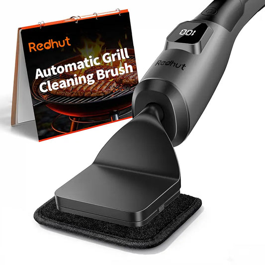 Redhut Cordless Electric Grill Brush with Fireproof Cloth and Shed-Free Steel Wool - 240-Minute Runtime, High-Frequency Vibration for Gas, Charcoal, and Smoker Grates - Ideal for Camping, BBQ, and Family Gatherings 2026