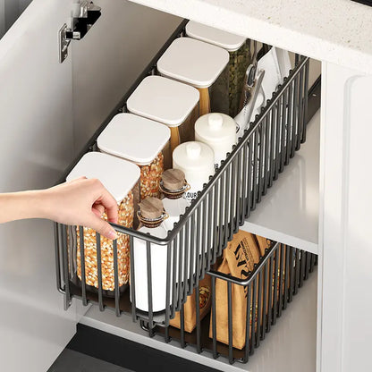 Pull-Out Cabinet Organizer Basket for Under-Sink Storage - Space-Saving Solution for Kitchen Cabinets - Clearance Sale