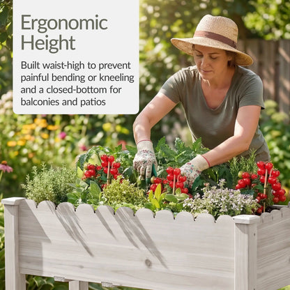 48" x 24" x 30" Elevated Wooden Garden Bed with Foot Caps and Liner by Best Choice Products