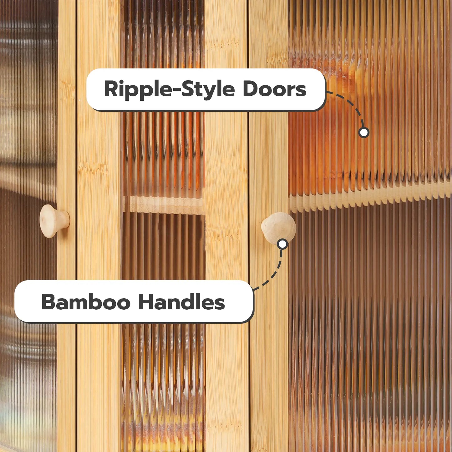 HOOBRO Large Capacity 2-Tier Bamboo Bread Box with Dual Rippled Acrylic Doors for Kitchen Countertop Storage