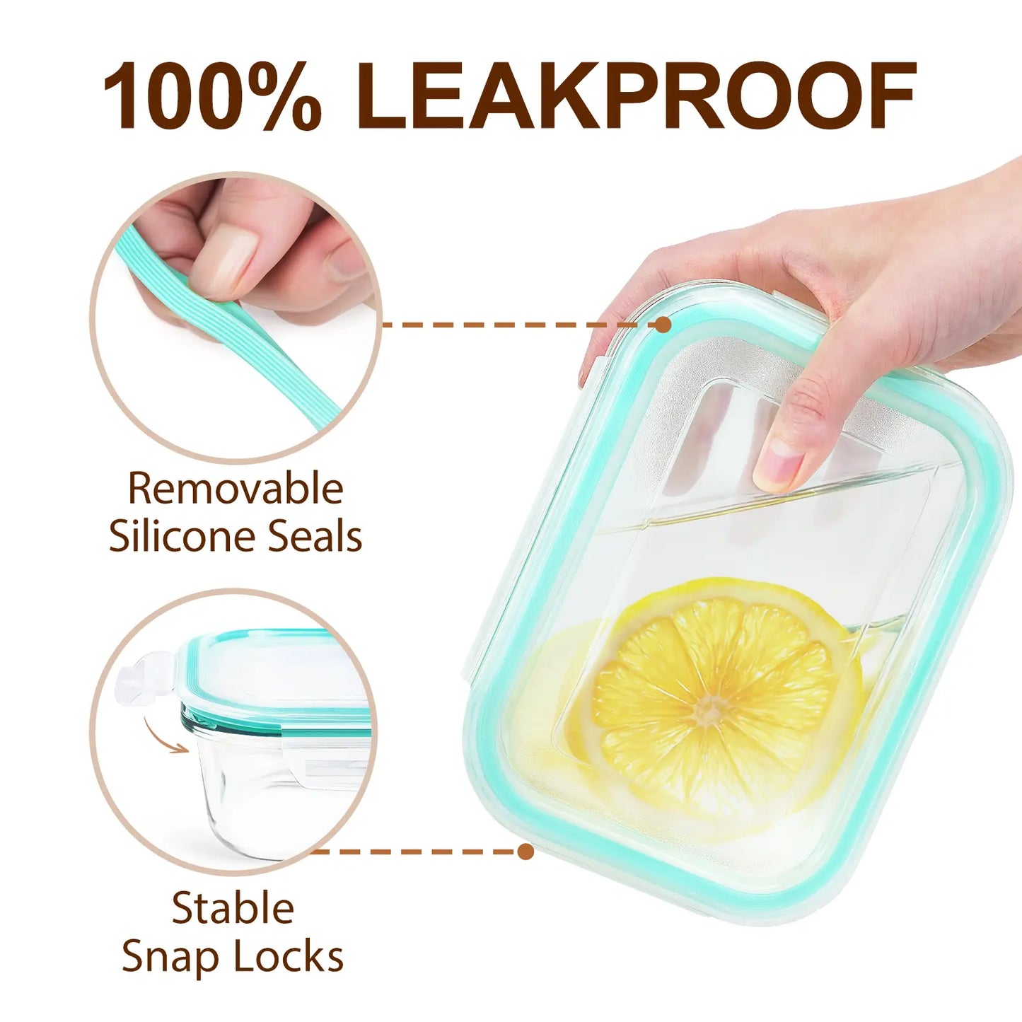 Premium 8-Pack Glass Food Storage Containers - Stackable, Airtight, Square with Lids, Oven, Microwave, and Freezer Safe - Green Rectangle Kitchen Organizers