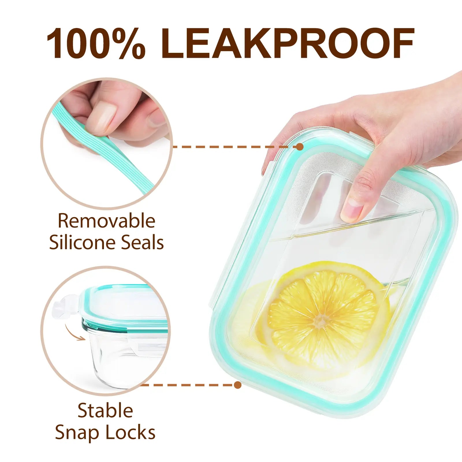 Premium 8-Pack Glass Food Storage Containers - Stackable, Airtight, Square with Lids, Oven, Microwave, and Freezer Safe - Green Rectangle Kitchen Organizers