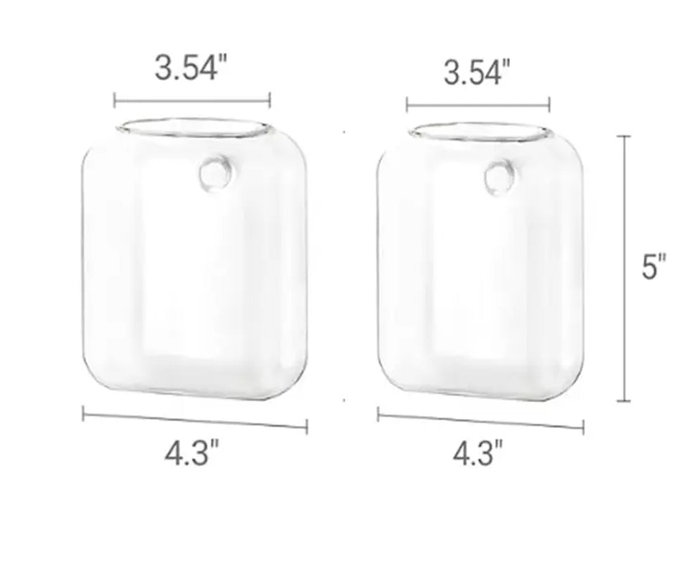 Set of 2 Clear Glass Wall-Mounted Planters for Hydroponic Plant Propagation - Elegant Terrarium Vases for Home, Office, and Garden Decor
