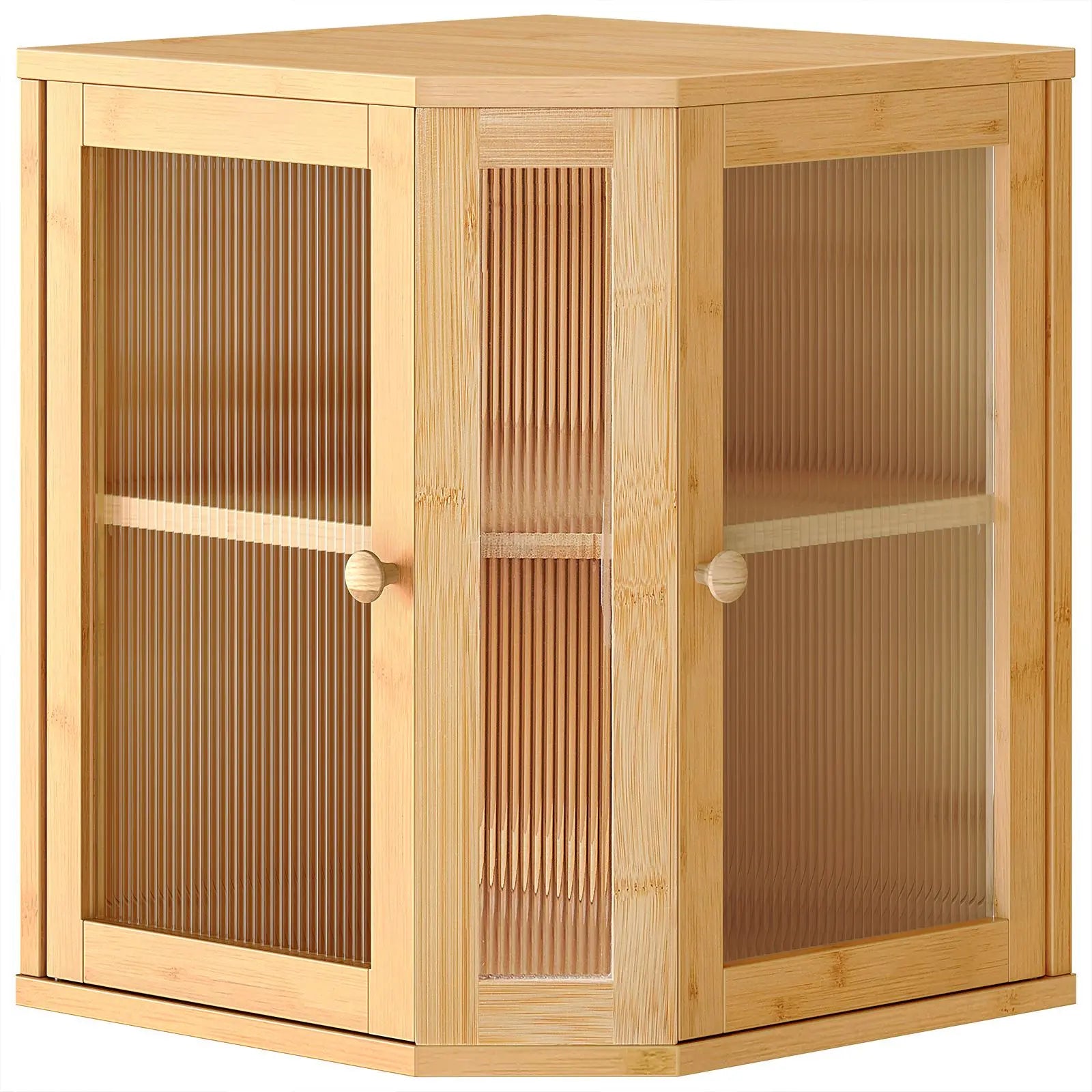HOOBRO Large Capacity 2-Tier Bamboo Bread Box with Dual Rippled Acrylic Doors for Kitchen Countertop Storage