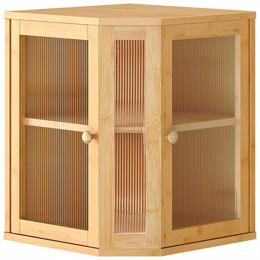 HOOBRO Large Capacity 2-Tier Bamboo Bread Box with Dual Rippled Acrylic Doors for Kitchen Countertop Storage