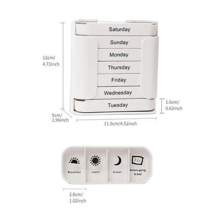 7-Day Pill Organizer with Large Capacity for Home, Office, and Travel - Multicolor Medication Storage Solution