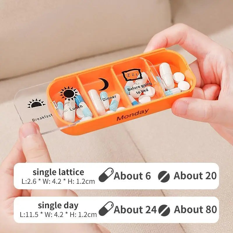 7-Day Pill Organizer with Large Capacity for Home, Office, and Travel - Multicolor Medication Storage Solution