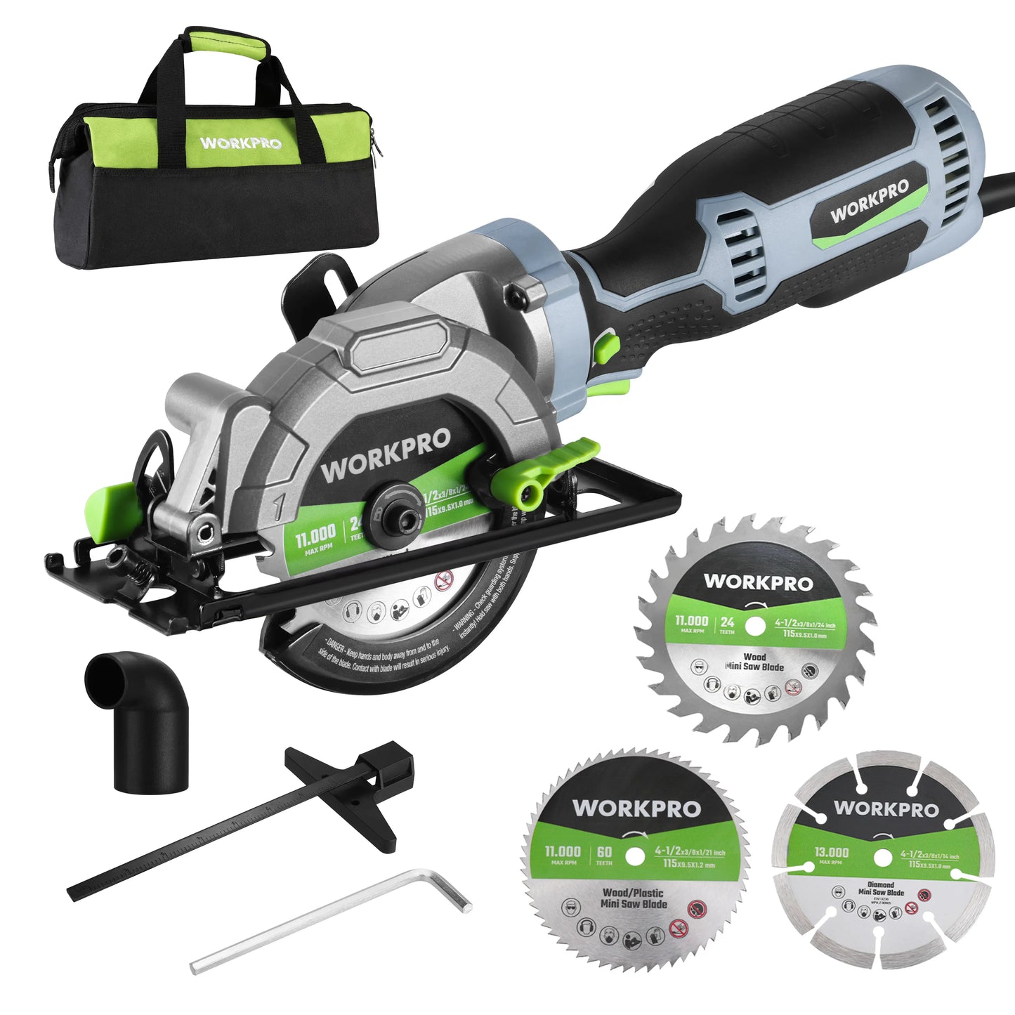 WORKPRO 20V Cordless Mini Circular Saw - 4-1/2" Compact Wireless Circular Saw with 4.0Ah Battery, Fast Charger, 3 Blades, 4500 RPM, Laser Guide, Max Cutting Depth 1-11/16" (90°), 1-1/8" (45°)