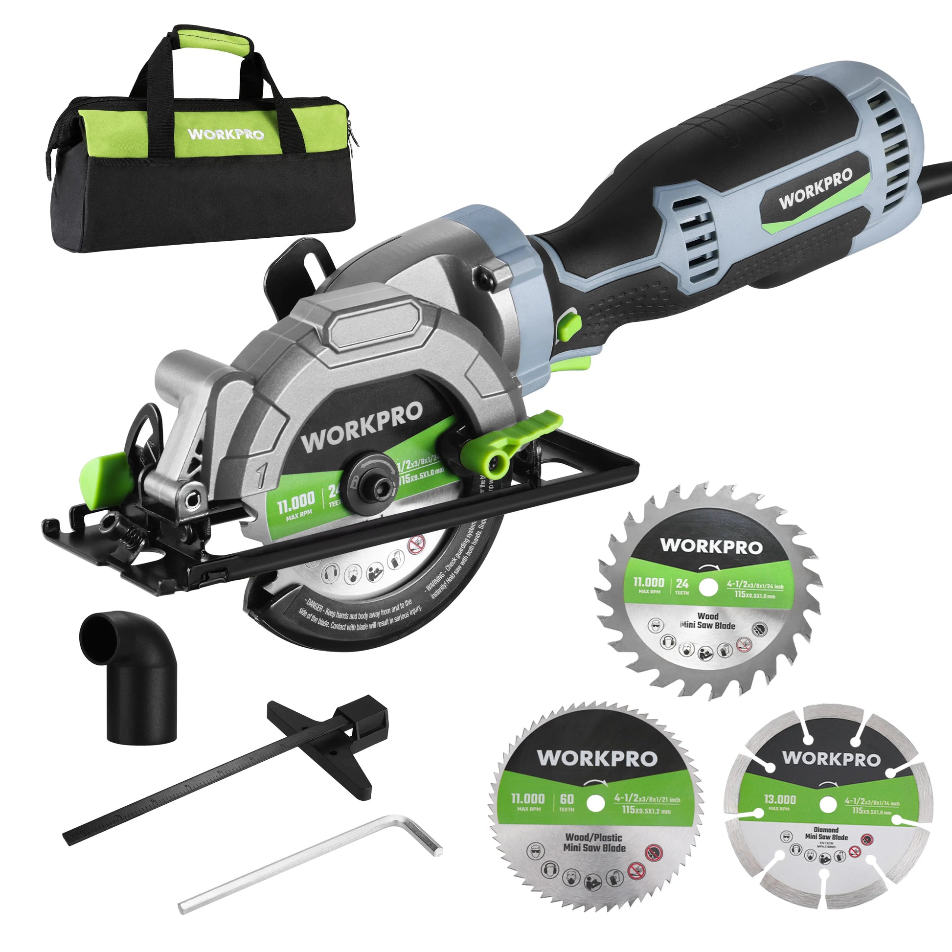 WORKPRO 20V Cordless Mini Circular Saw - 4-1/2" Compact Wireless Circular Saw with 4.0Ah Battery, Fast Charger, 3 Blades, 4500 RPM, Laser Guide, Max Cutting Depth 1-11/16" (90°), 1-1/8" (45°)