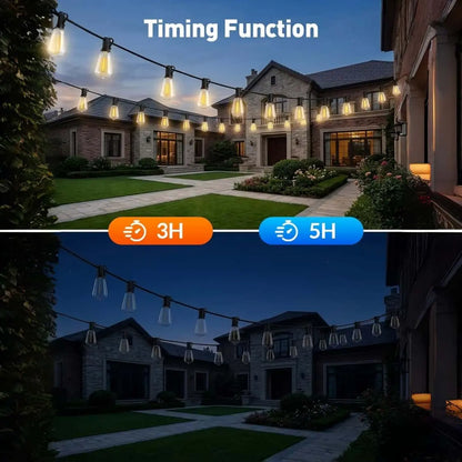 Solar-Powered Outdoor LED String Lights with Remote Control - Available in 30m and 10m Lengths, Featuring Dimmable ST38 Bulbs, IP65 Waterproof Rating, Energy-Efficient, and Shatter-Resistant Design