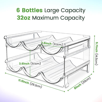 Water Bottle Storage Organizer Set - Stackable Cabinet Rack for Efficient Water Bottle Organization (2 Packs)