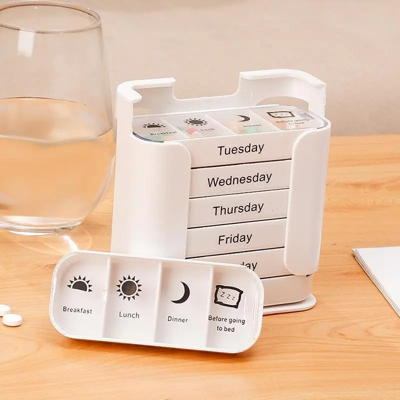 7-Day Pill Organizer with Large Capacity for Home, Office, and Travel - Multicolor Medication Storage Solution