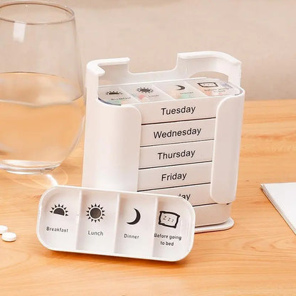 7-Day Pill Organizer with Large Capacity for Home, Office, and Travel - Multicolor Medication Storage Solution
