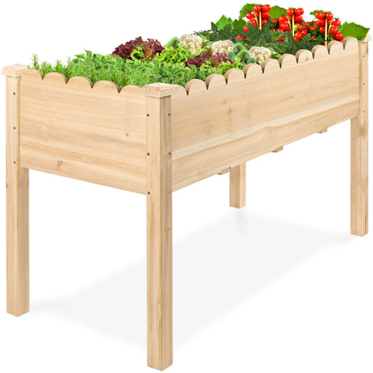48" x 24" x 30" Elevated Wooden Garden Bed with Foot Caps and Liner by Best Choice Products