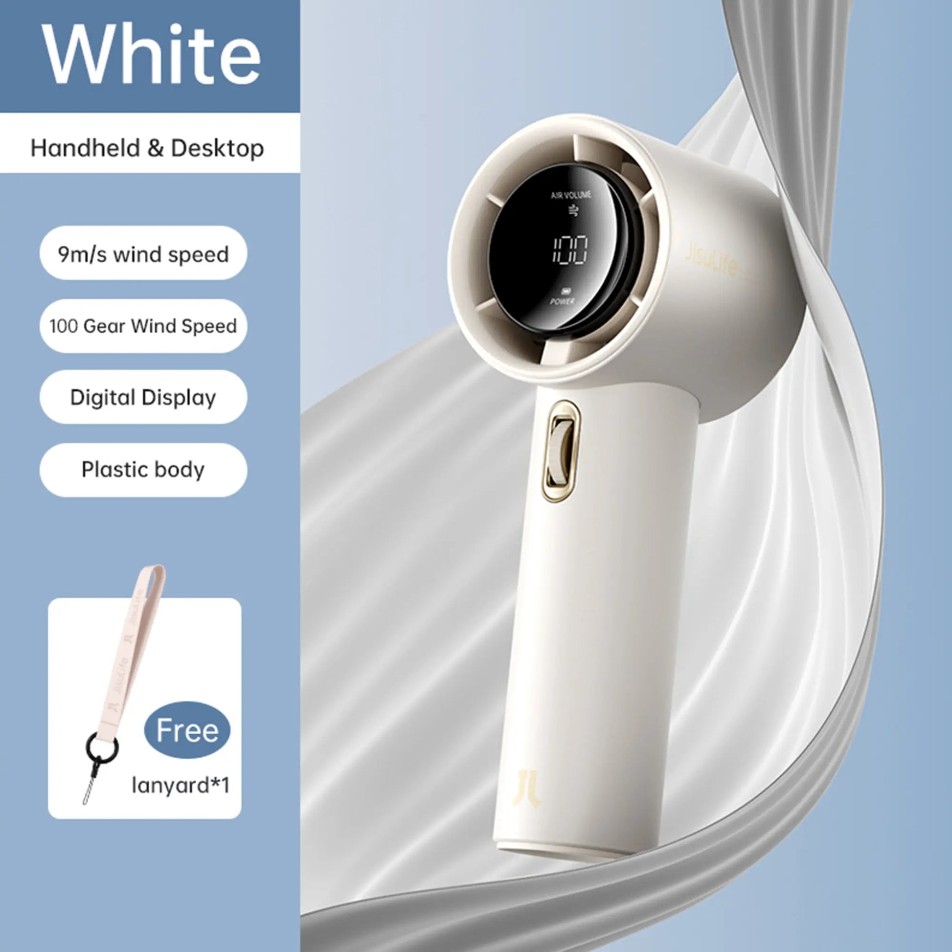 JISULIFE Pro1S Handheld Fan - 5000mAh Rechargeable, Metal Construction, Digital Display, Turbo 9 M/S Airflow, 3-15 Hours Cooling, USB Fast Charging for Travel and Outdoor Use