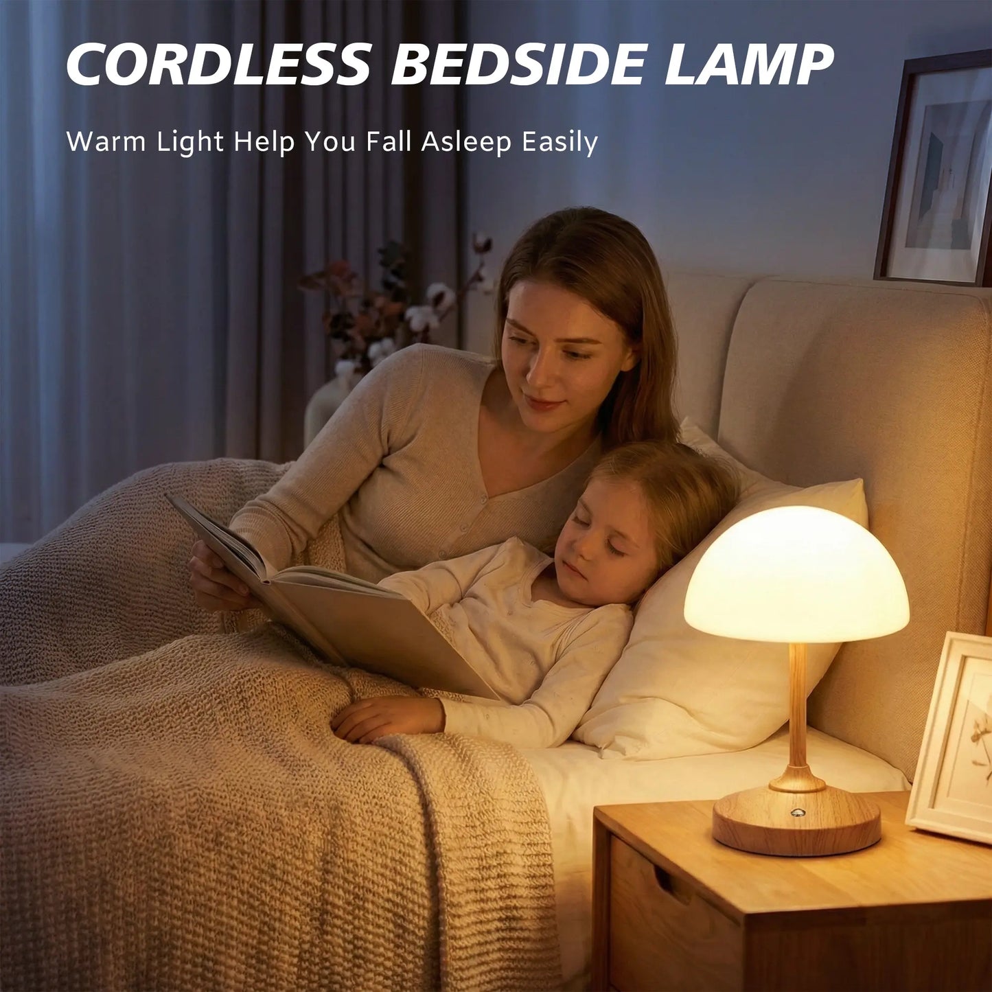 Dawnwake Cordless Rechargeable Mushroom Lamp with Touch Control, Waterproof Shower Light, Dimmable LED Night Light, 4000mAh USB Battery