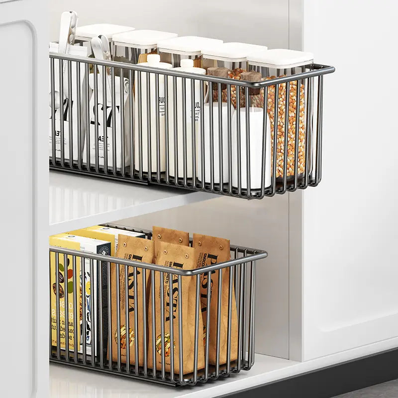 Pull-Out Cabinet Organizer Basket for Under-Sink Storage - Space-Saving Solution for Kitchen Cabinets - Clearance Sale