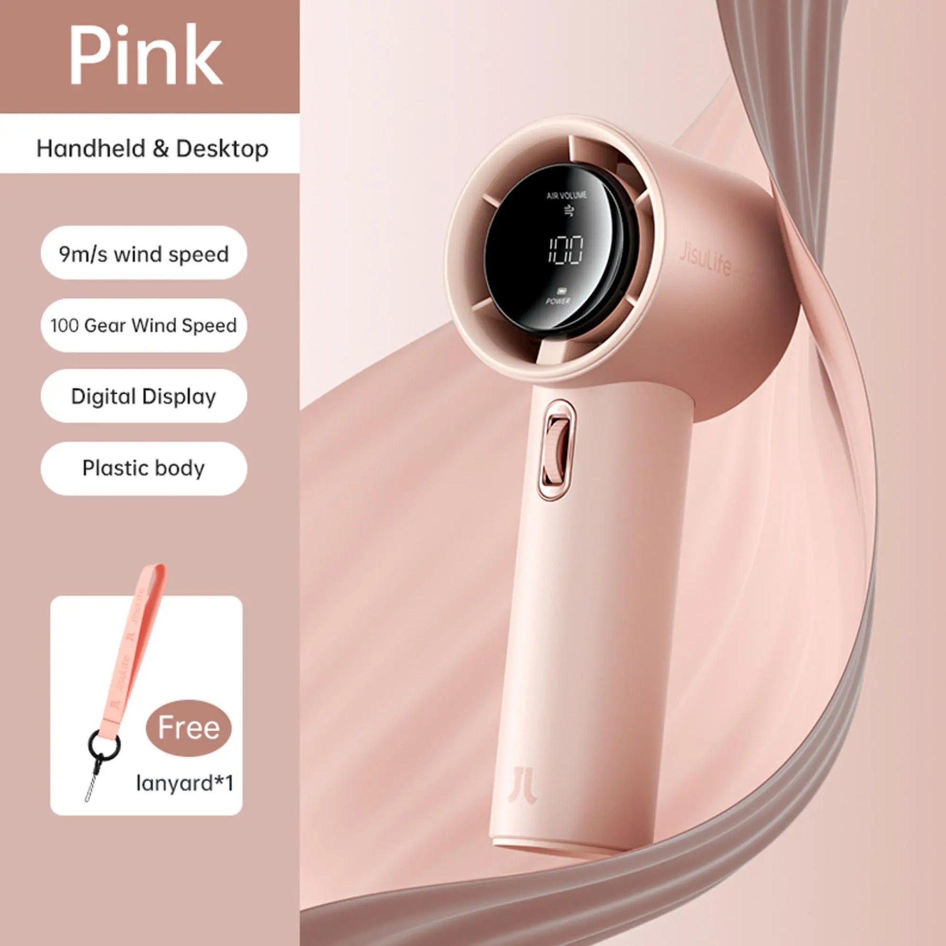 JISULIFE Pro1S Handheld Fan - 5000mAh Rechargeable, Metal Construction, Digital Display, Turbo 9 M/S Airflow, 3-15 Hours Cooling, USB Fast Charging for Travel and Outdoor Use