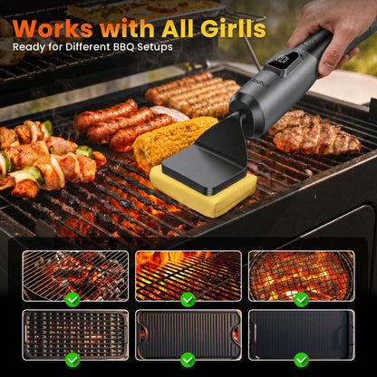 Redhut Cordless Electric Grill Brush with Fireproof Cloth and Shed-Free Steel Wool - 240-Minute Runtime, High-Frequency Vibration for Gas, Charcoal, and Smoker Grates - Ideal for Camping, BBQ, and Family Gatherings 2026