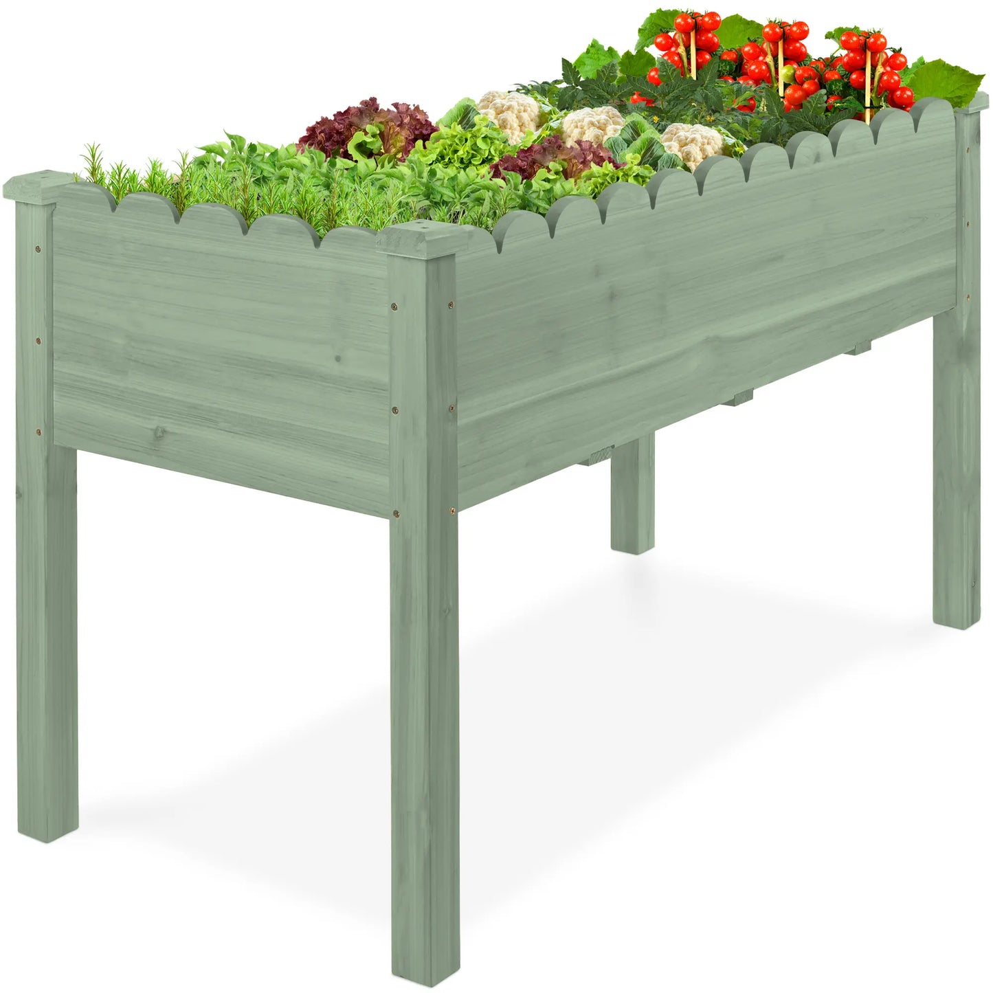 48" x 24" x 30" Elevated Wooden Garden Bed with Foot Caps and Liner by Best Choice Products