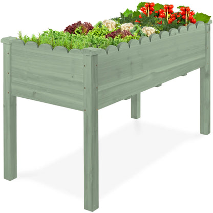 48" x 24" x 30" Elevated Wooden Garden Bed with Foot Caps and Liner by Best Choice Products