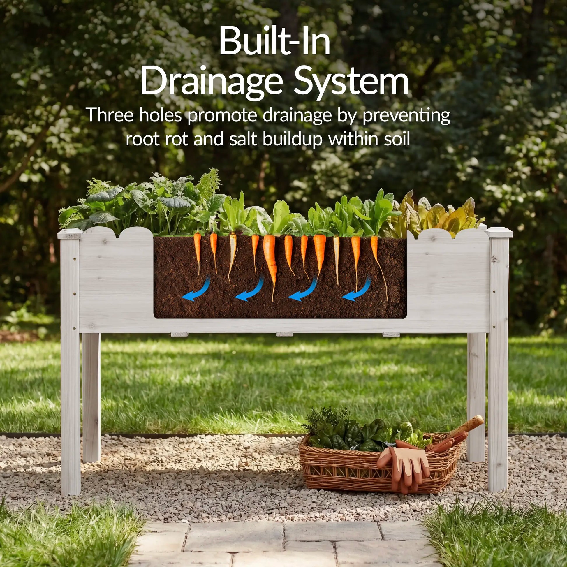 48" x 24" x 30" Elevated Wooden Garden Bed with Foot Caps and Liner by Best Choice Products