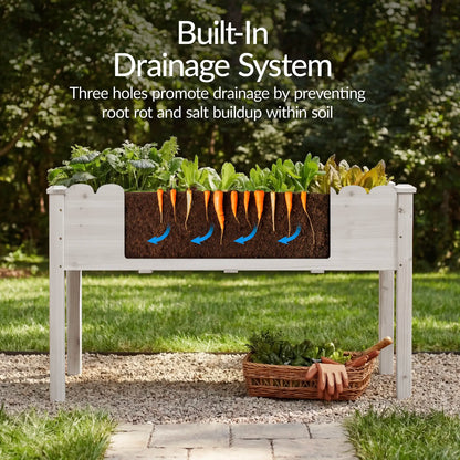 48" x 24" x 30" Elevated Wooden Garden Bed with Foot Caps and Liner by Best Choice Products